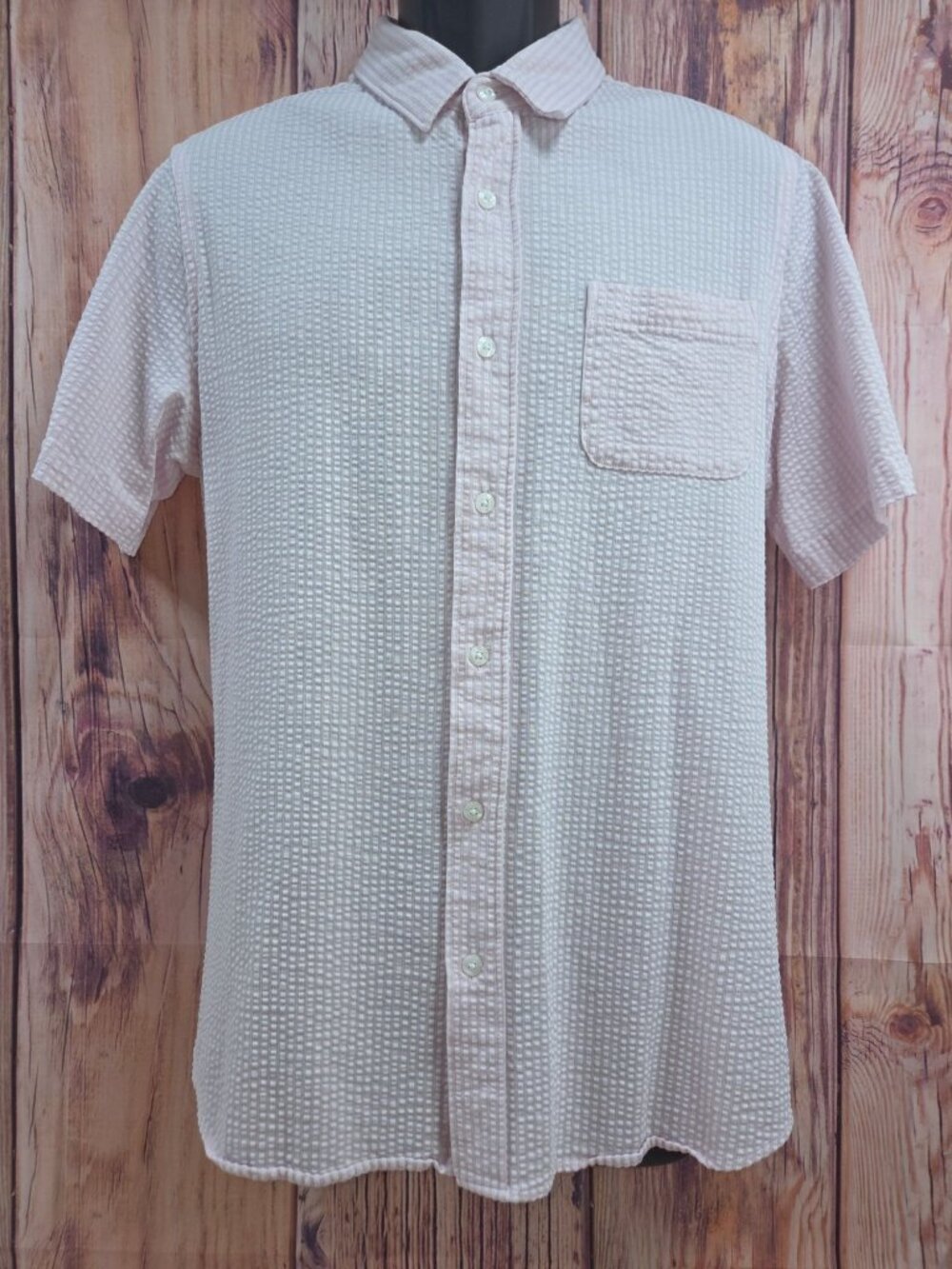 7Diamonds Mens Pink Textured Short Sleeve Shirt Size Medium